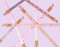 Load image into Gallery viewer, Set of colorful bag straps with floral and geometric patterns on a light purple background