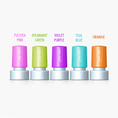 Load image into Gallery viewer, Five colorful lip balm containers with labels on a white background