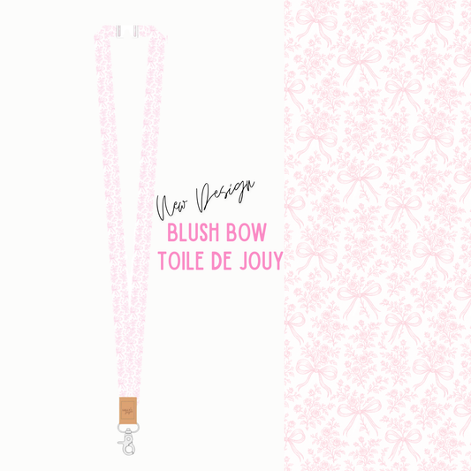 Product with 'New Design Blush Bow Toile de Jouy' text on a white background
