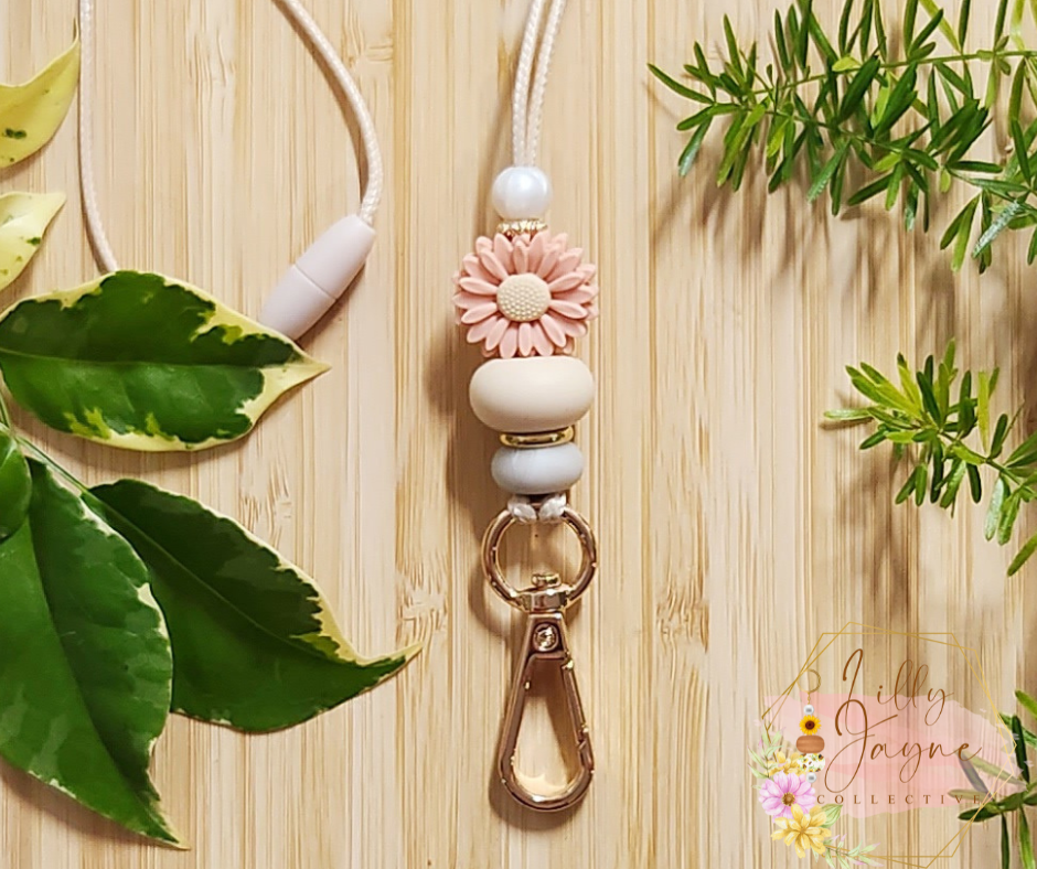 Peach Daisy Lanyard