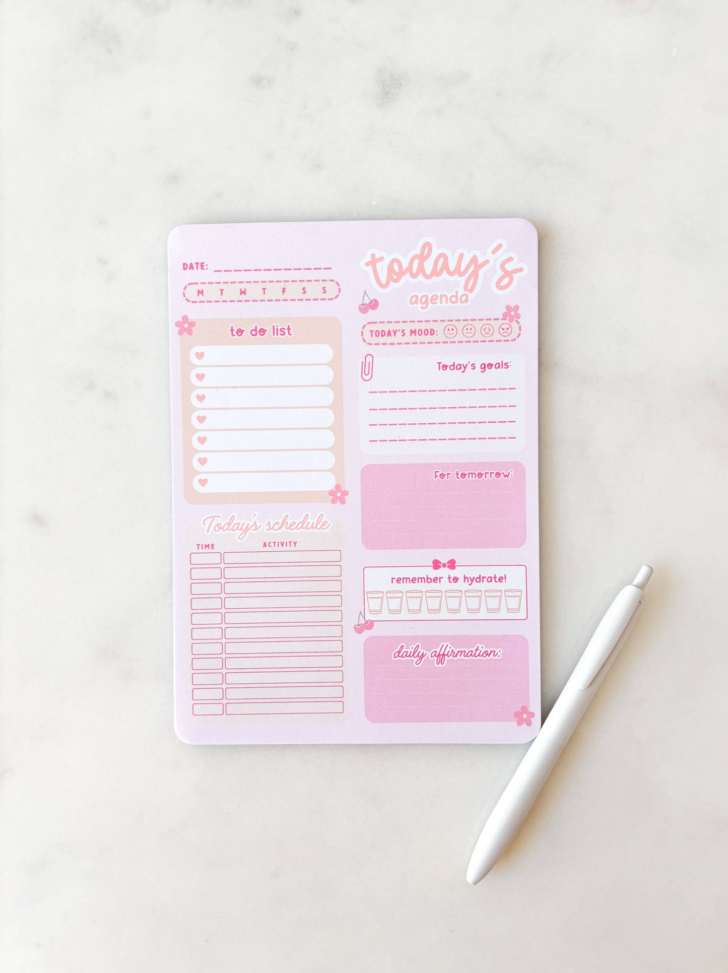 Fleurs on Sunday - Daily Planner Notepad | A5 Notepad | Today's Agenda