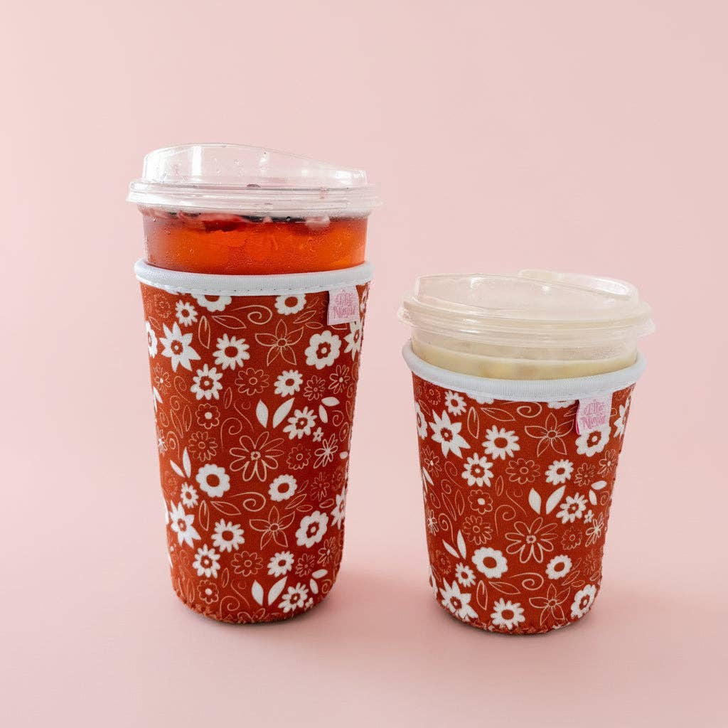 Ellē Nicole Coffee Cup Cover - Thankful Florals Orange: Small / 16oz