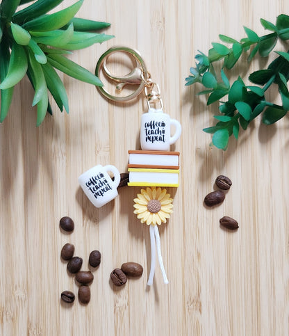 Coffee Teach Repeat Teacher Keyring
