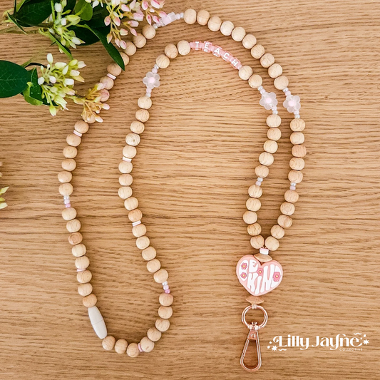 Wooden Bead Personalised Lanyard - Be Kind
