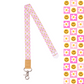 Smiley face lanyard with pink white and yellow