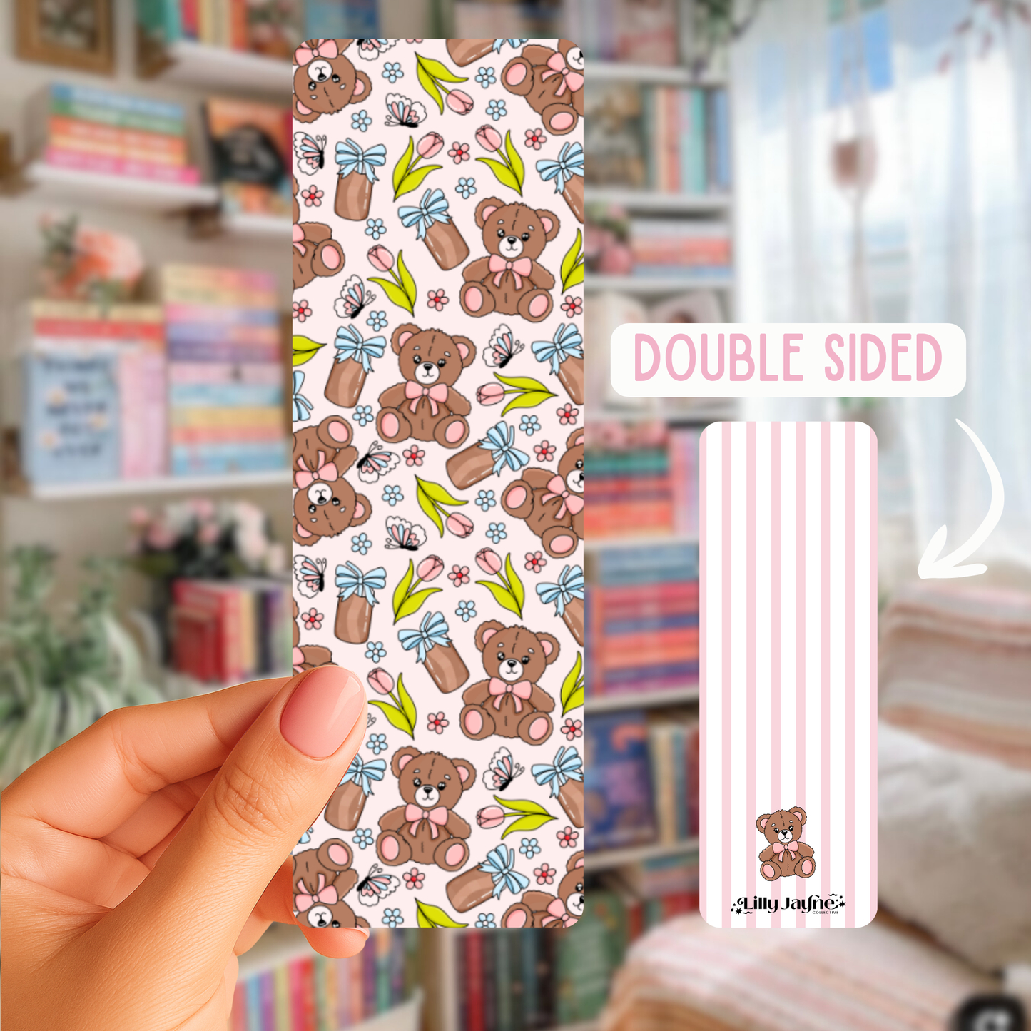 Teddy Cuddles & Coffee - Double-sided bookmark with Matte finish