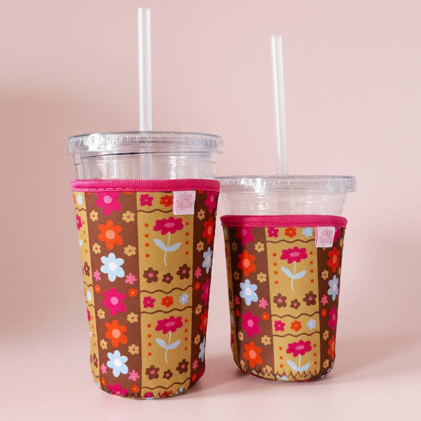 Coffee Cup Cover - Groovy June - Iced Drink Sleeve: Small / 16oz