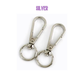 Two silver keychains with swivel clip on a white background, labeled 'SILVER'.