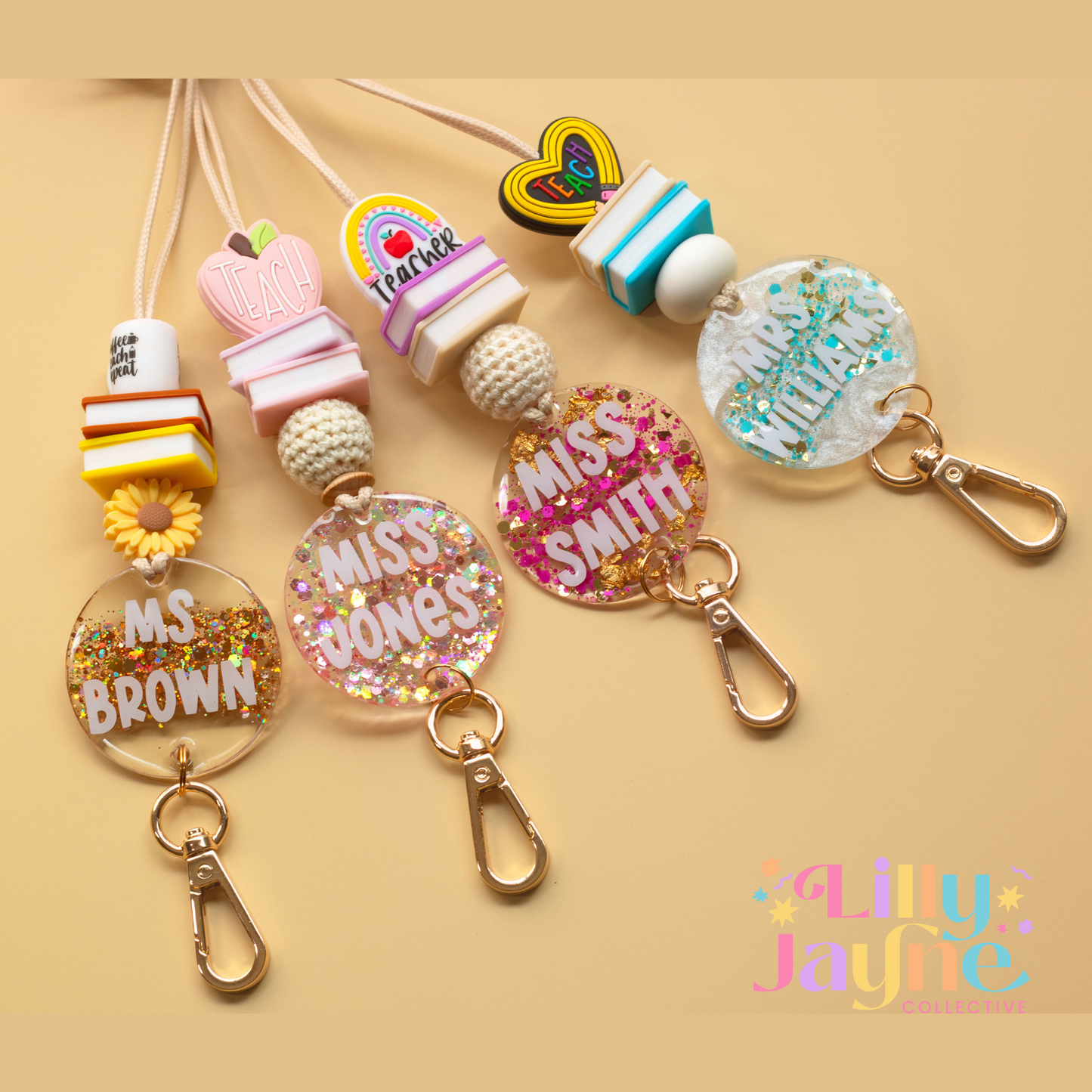 Pink Teach Apple Personalised Lanyard