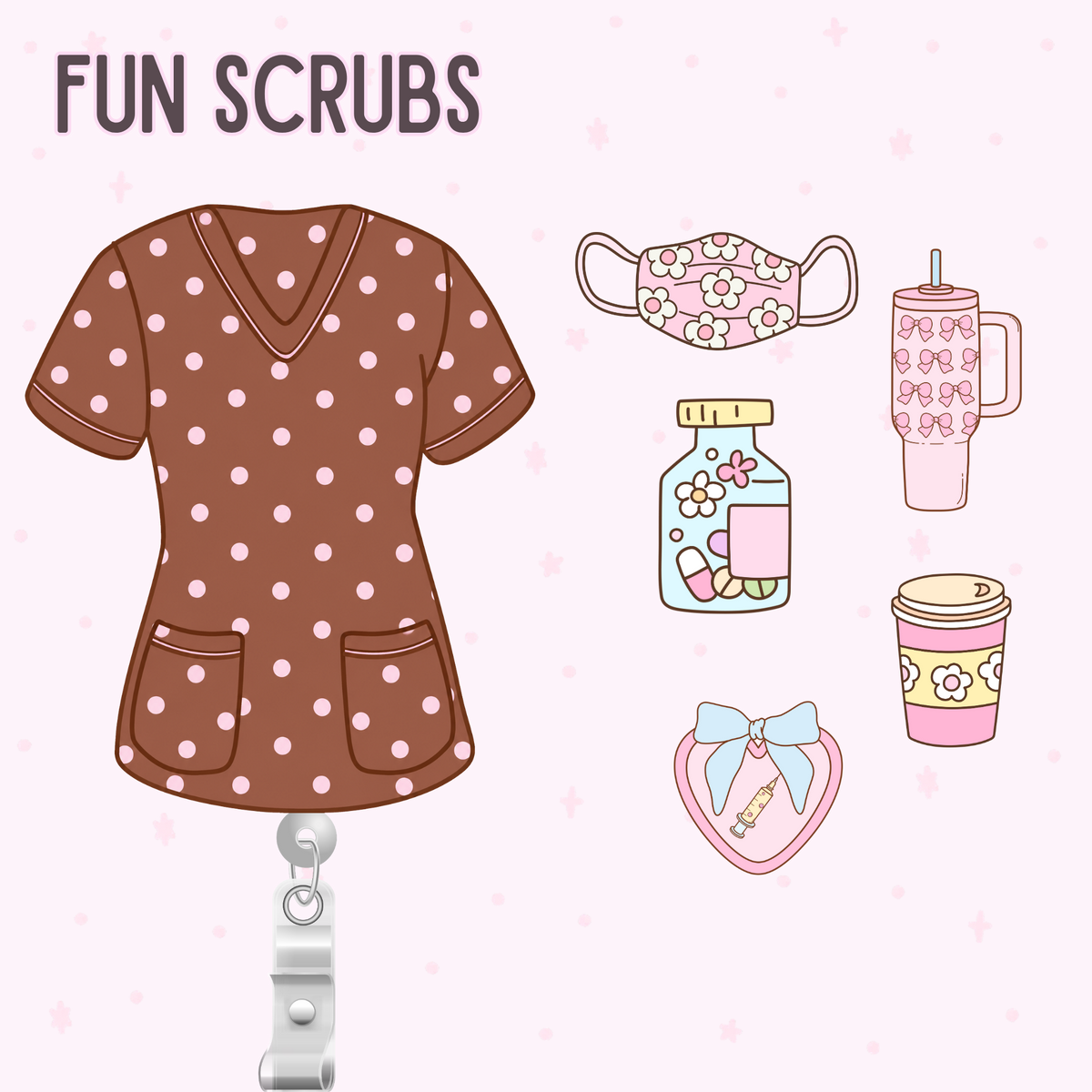 Fun Scrubs Shaker Badge Reel | Retractable ID Badge Holder