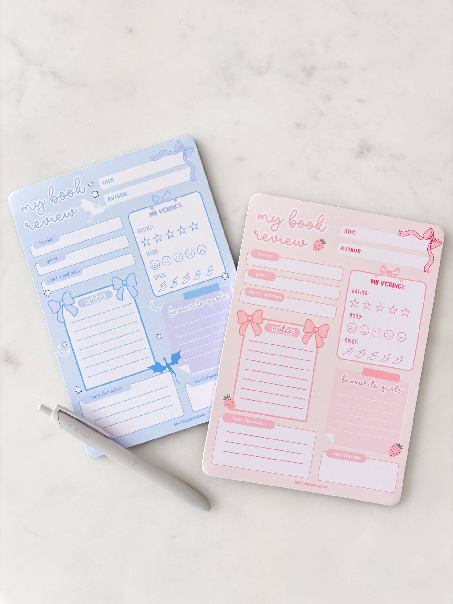 Fleurs on Sunday - Fantasy Dragons Book Review Notepad | A5 Notepad