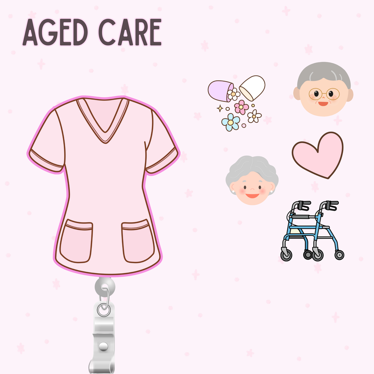 Aged Care Shaker Badge Reel | Retractable ID Badge Holder