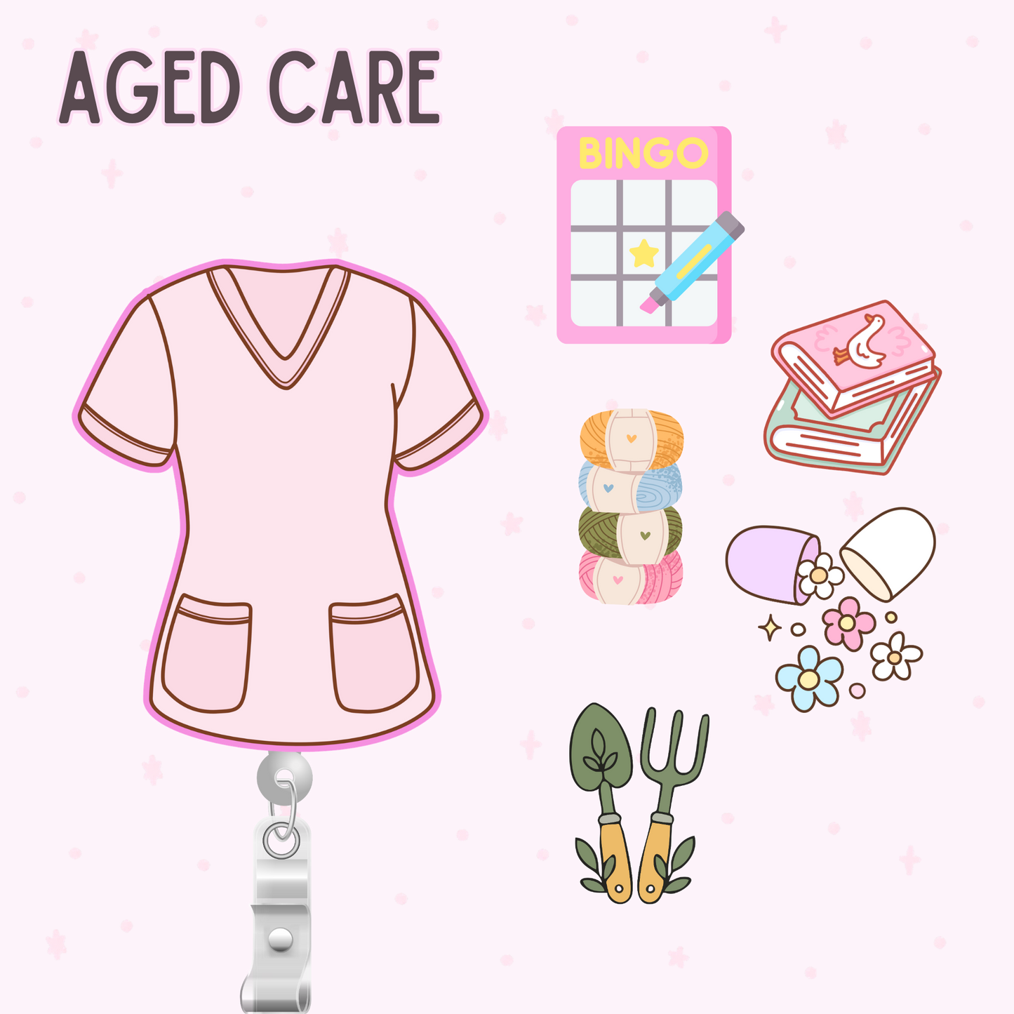 Aged Care Activities Shaker Badge Reel | Retractable ID Badge Holder