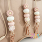 Dusty Pink Daisy Beaded Lanyard
