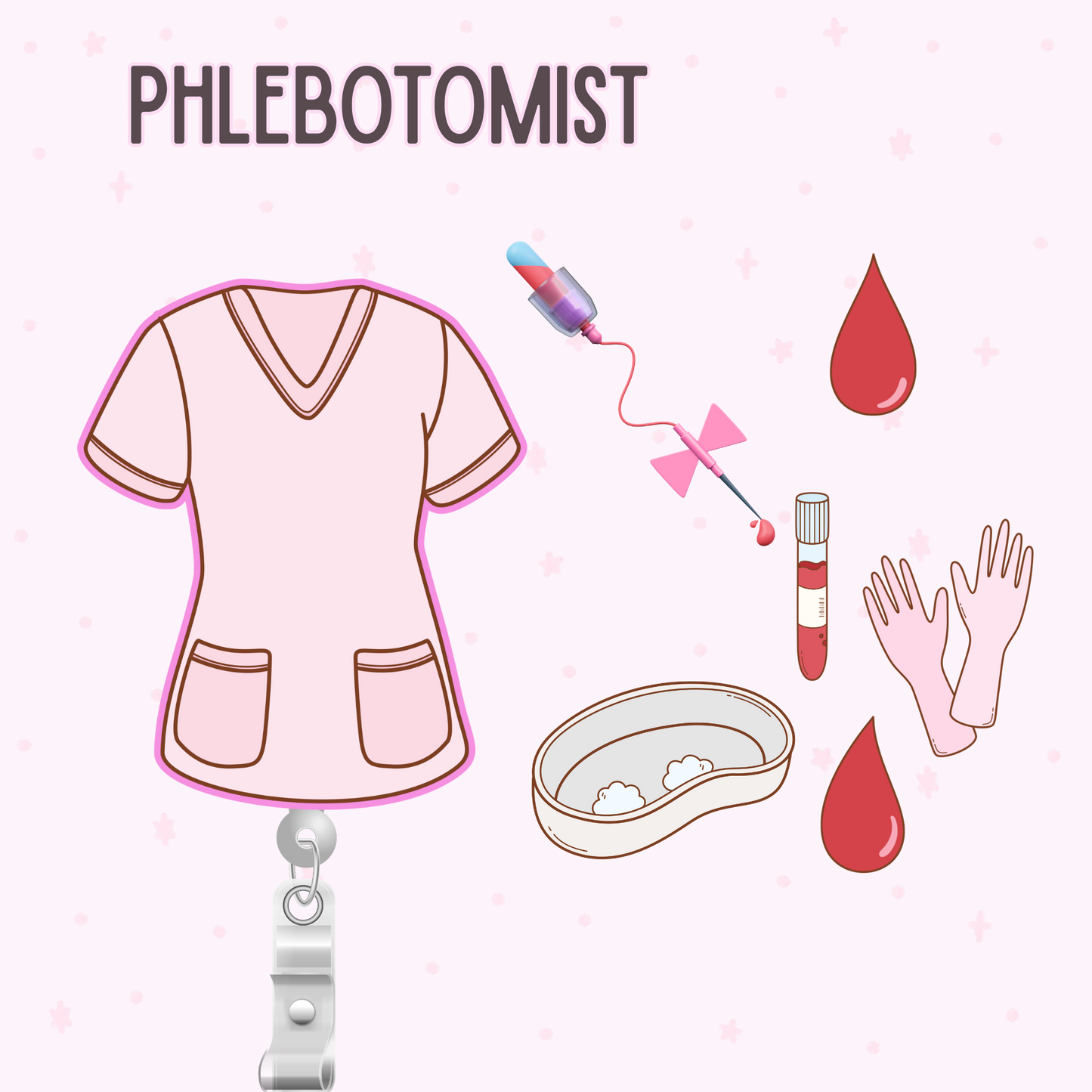 Phlebotomist Shaker Reel Badge | Pathology Collector ID Badge Reel