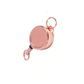 Rose gold retractable keychain on a white background
