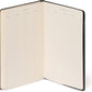Open notebook with contact pages on a white background