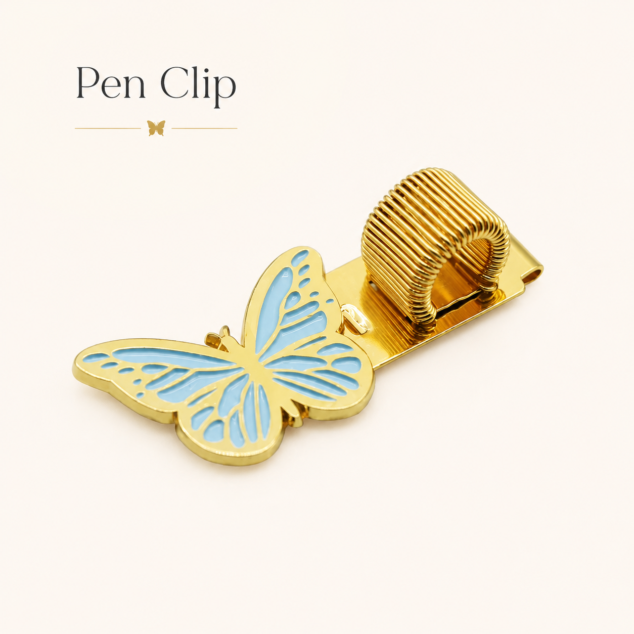 Butterfly Pen Clip – Gold & Blue ✨