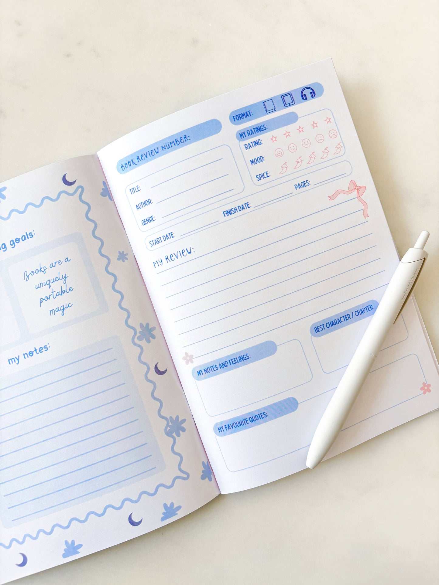 Fleurs on Sunday - Fantasy Dragons Reading Journal | A5 Book Review Notebook