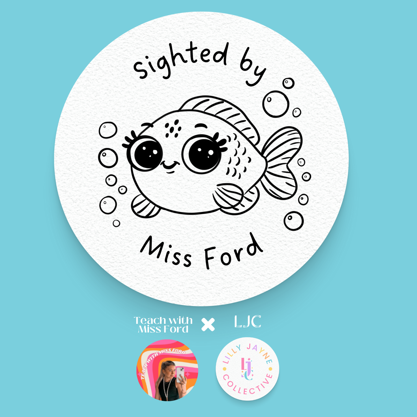 Sighted by - Fish Round Teacher Stamp
