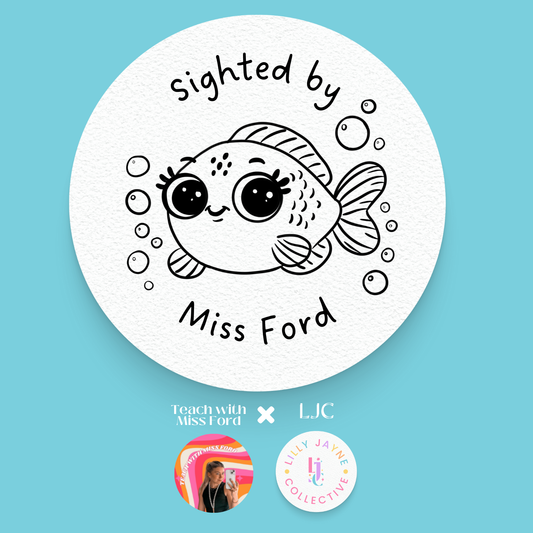 Sighted by - Fish Round Teacher Stamp