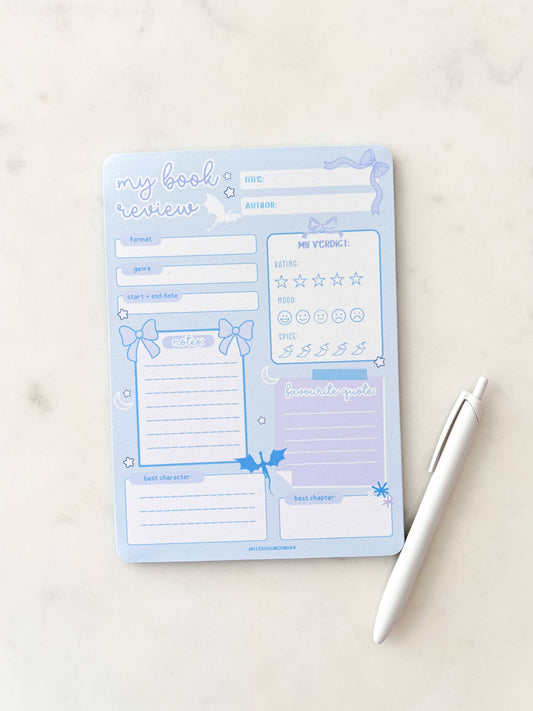 Fleurs on Sunday - Fantasy Dragons Book Review Notepad | A5 Notepad