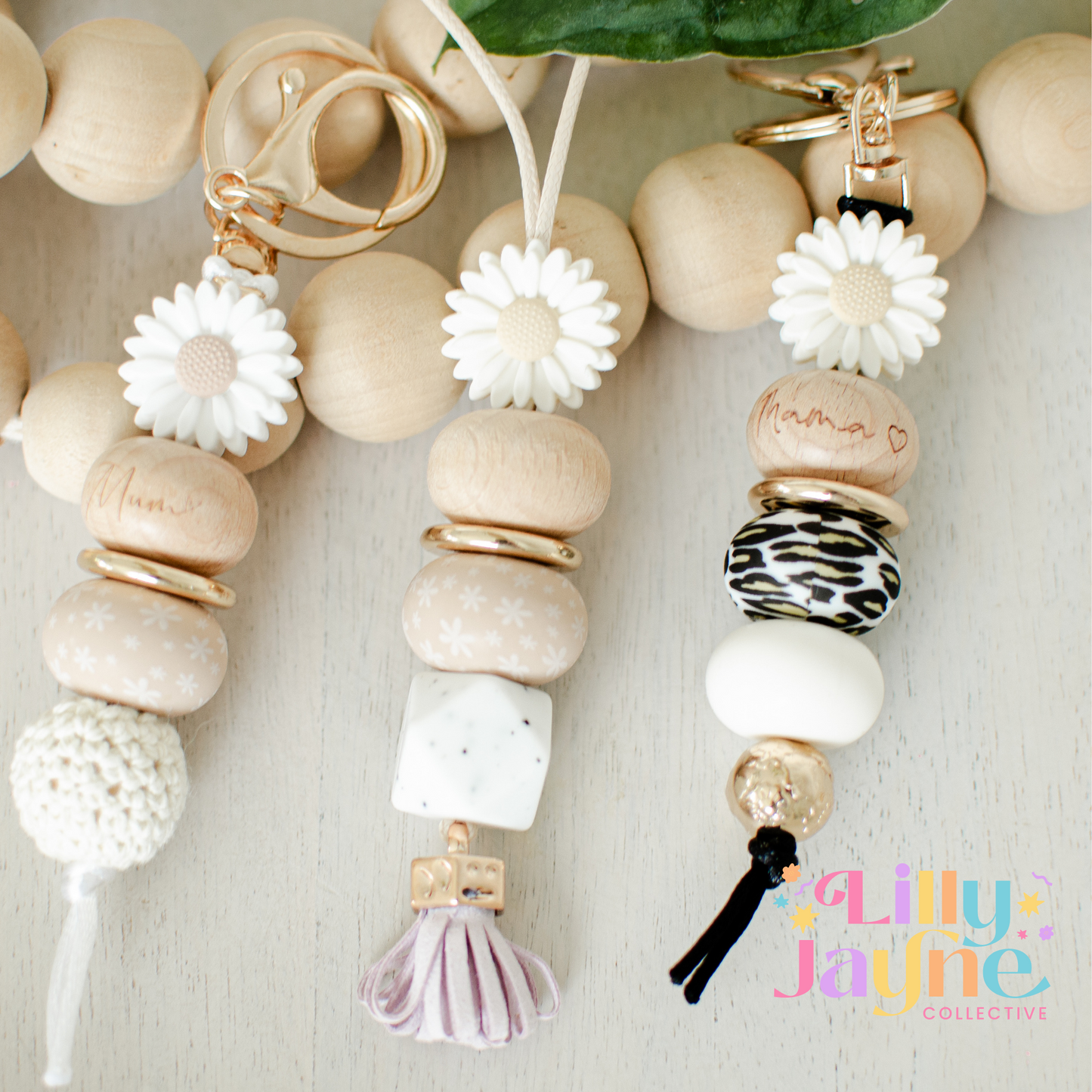 Leopard Mama Silicone Bead Keychain