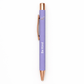 Purple pen with rose gold accents and 'Be Kind' text on a white background