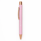 Pink pen with rose gold accents and 'Be Kind' text on a white background
