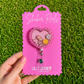 Girlie Gang Pink Heart Shaker Reel Badge