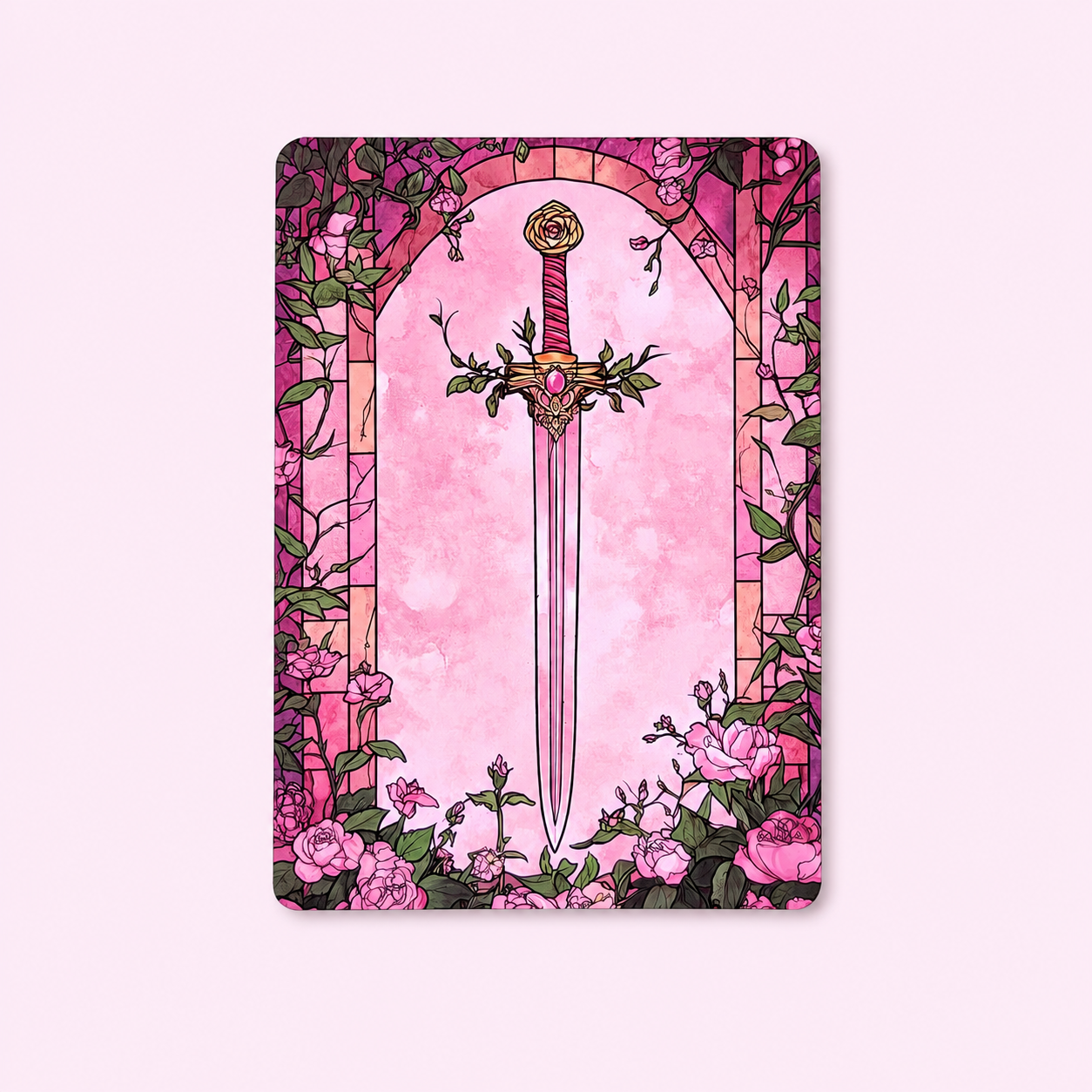 Kindle Insert | Matte Laminated E-Reader Insert - Pink Fantasy Sword