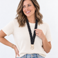 Black Dotti Scrunchie Lanyard – Stretchy & Cute (49cm + Stretch)