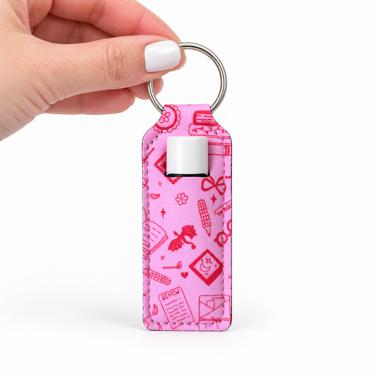 💄 Lip Balm Keychain Holder (Pink Bookish)
