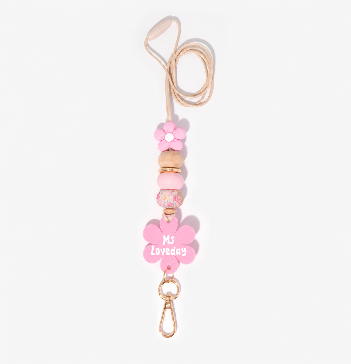 Pink Flower Personalised Lanyard