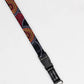 Multicolored beaded lanyard with a black clip on a white background