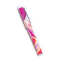 Pink and white hairbrush with floral design on a white background