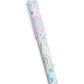 Colorful cylindrical product with patterns on a white background