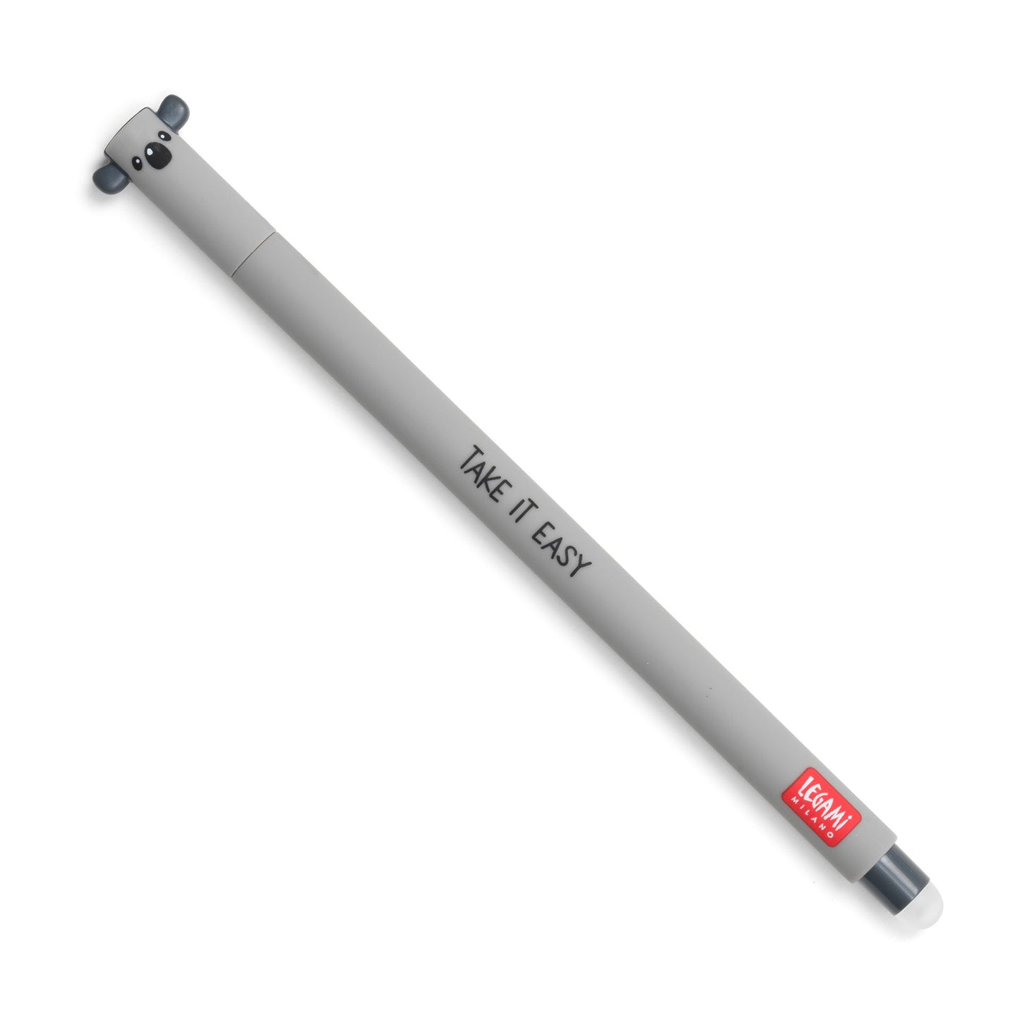 Gray scooter seat with 'Take It Easy' text on a white background