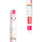 Unicorn-themed lip balm with colorful design on a white background