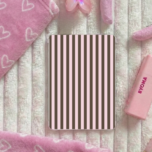 Kindle & Kobo Inserts | Matte Laminated E-Reader Insert - Brown and soft pink stripe
