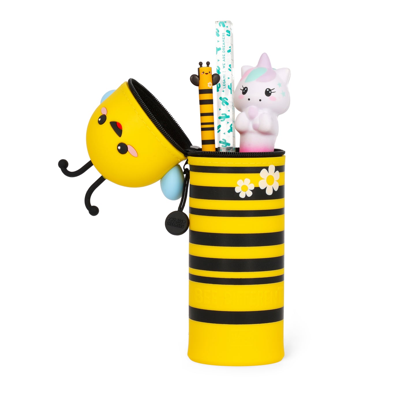Legami - 2-in-1 Silicone Pencil Case - Kawaii - Bee