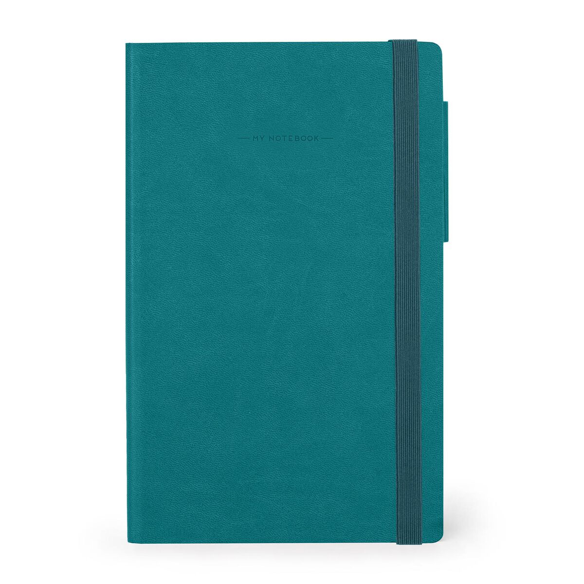 Teal notebook on a white background