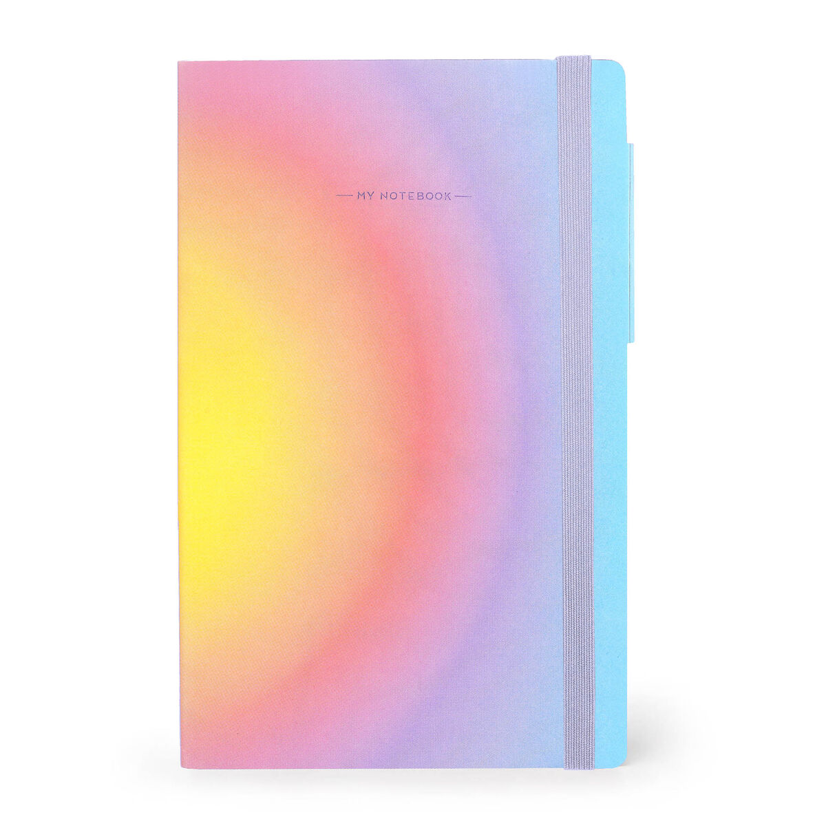 Notebook with a colorful gradient cover on a white background
