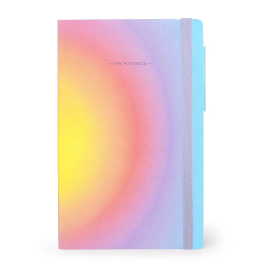 Notebook with a colorful gradient cover on a white background