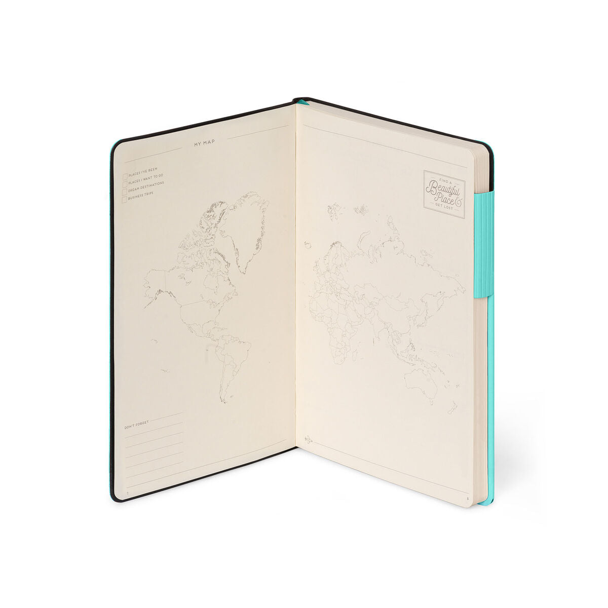 Open notebook with star map design on a white background