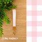 Pink Gingham Wristlet with tan branded accent and gold clasp