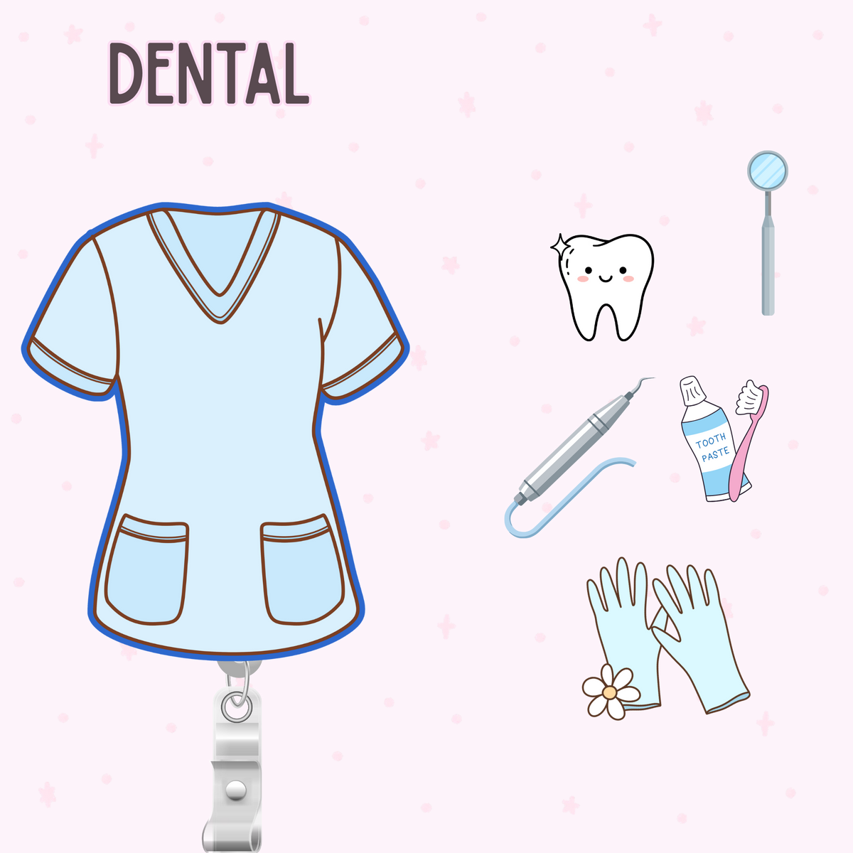 Dental Shaker Reel Badge | Cute Dental ID Badge Reel