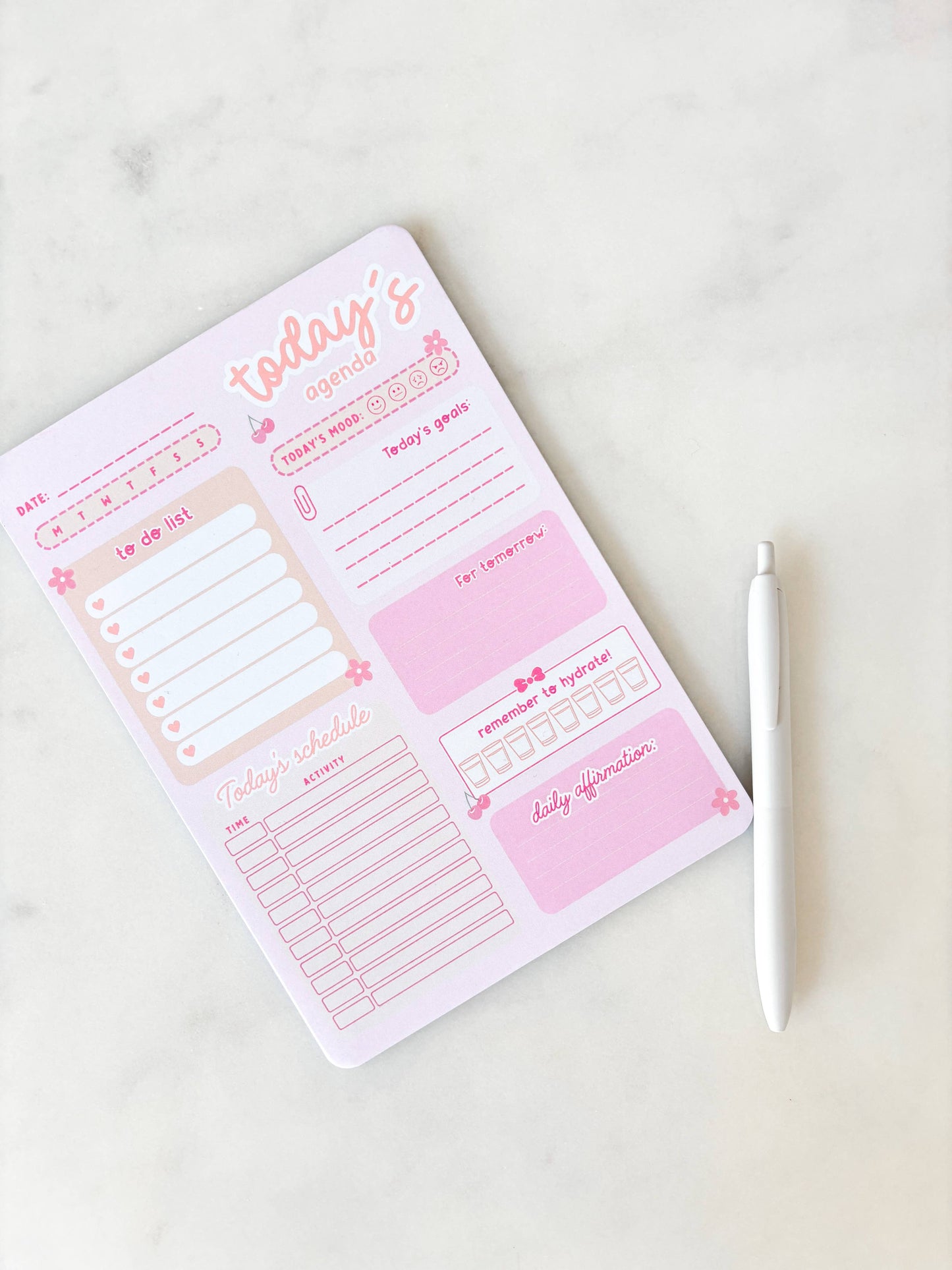 Fleurs on Sunday - Daily Planner Notepad | A5 Notepad | Today's Agenda