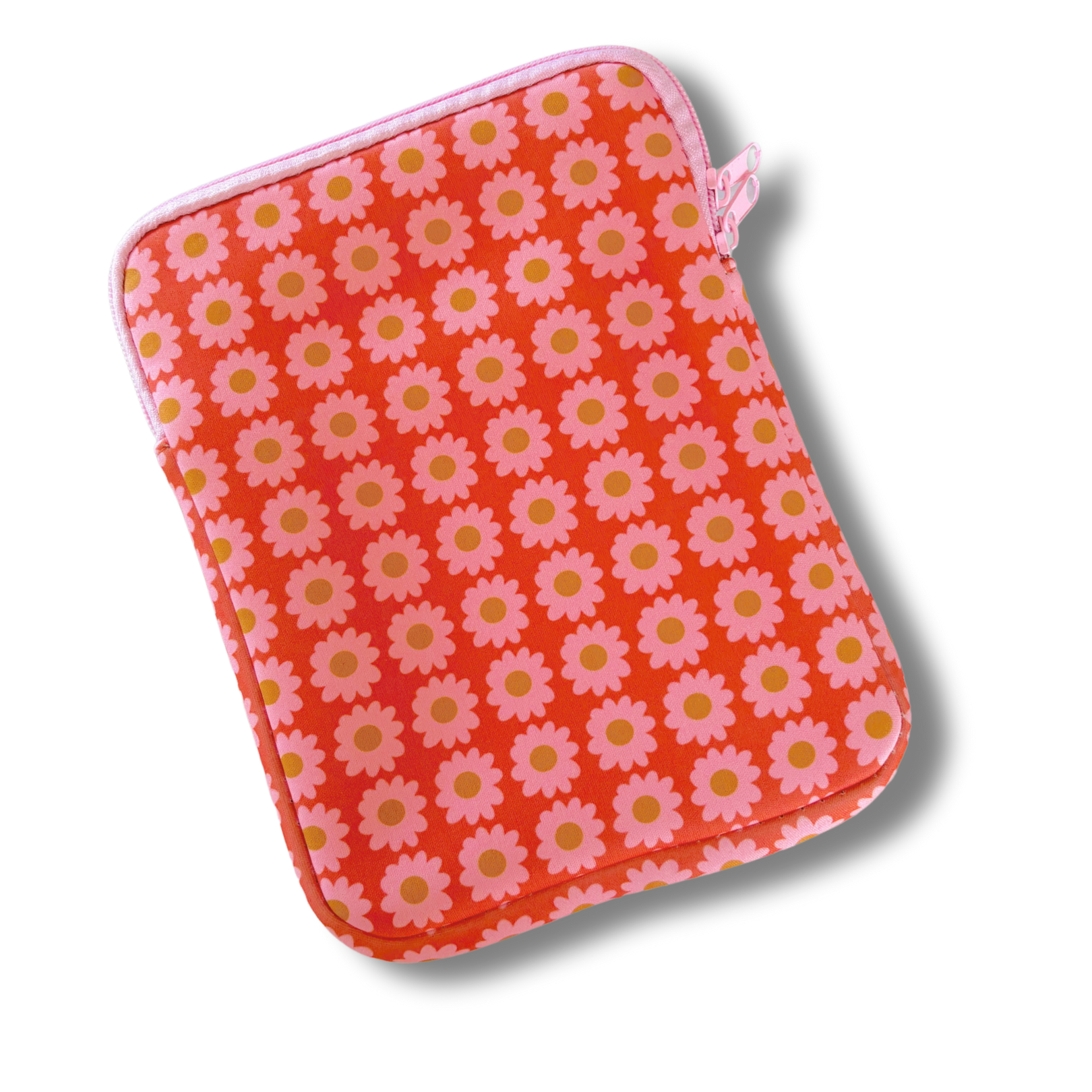 Floral patterned pouch on a white background