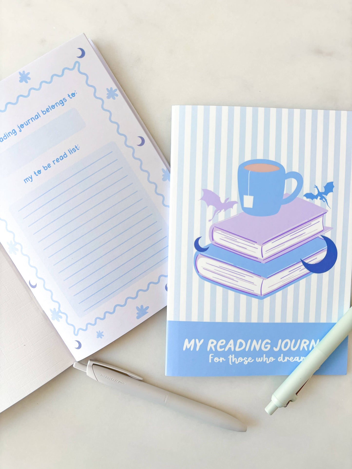 Fleurs on Sunday - Fantasy Dragons Reading Journal | A5 Book Review Notebook